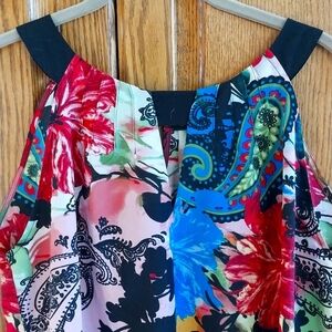Milano Women's Size Large Sleeveless Floral‎ Tropical Print Blouse